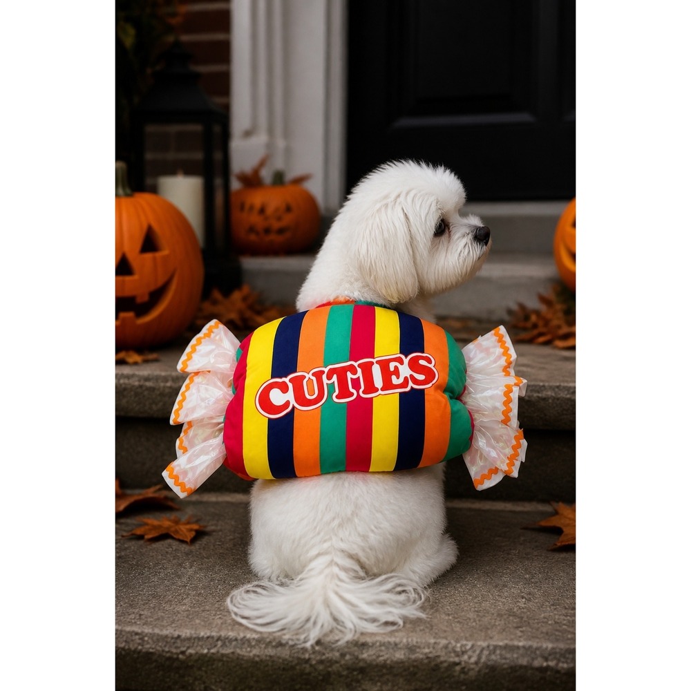 Cuties Candy Pet Costume Multi Color Striped Halloween‎ Dog Outfit Medium